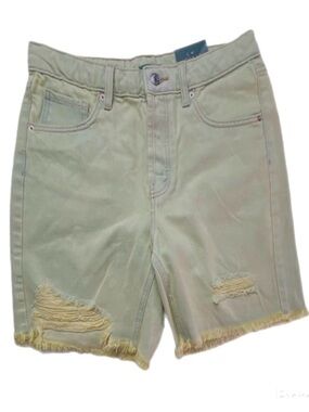 Vintage High Rise Distressed Denim Shorts Women 6/28 Green
